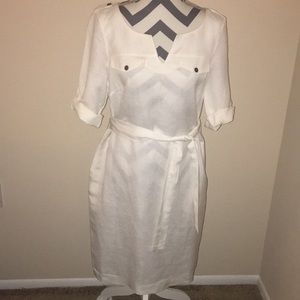 OFF WHITE/CREAM COLORED LINEN DRESS